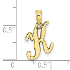 10K Polished K Script Initial Charm