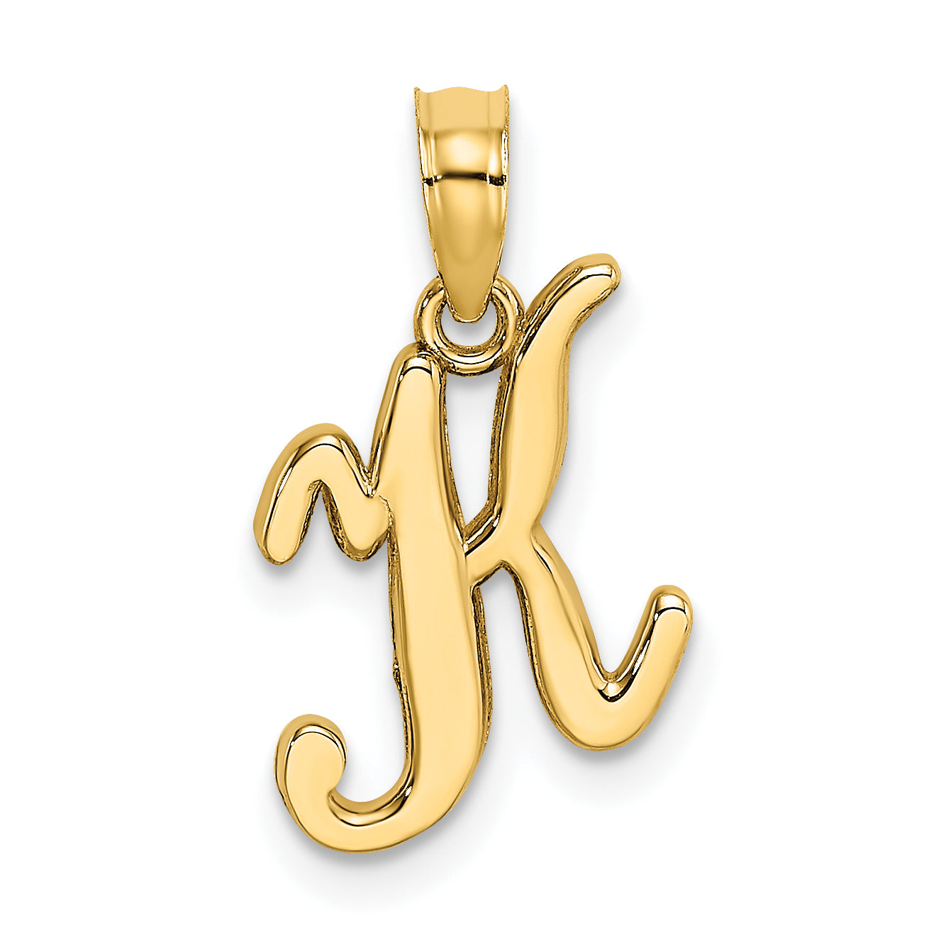 10K Polished K Script Initial Charm