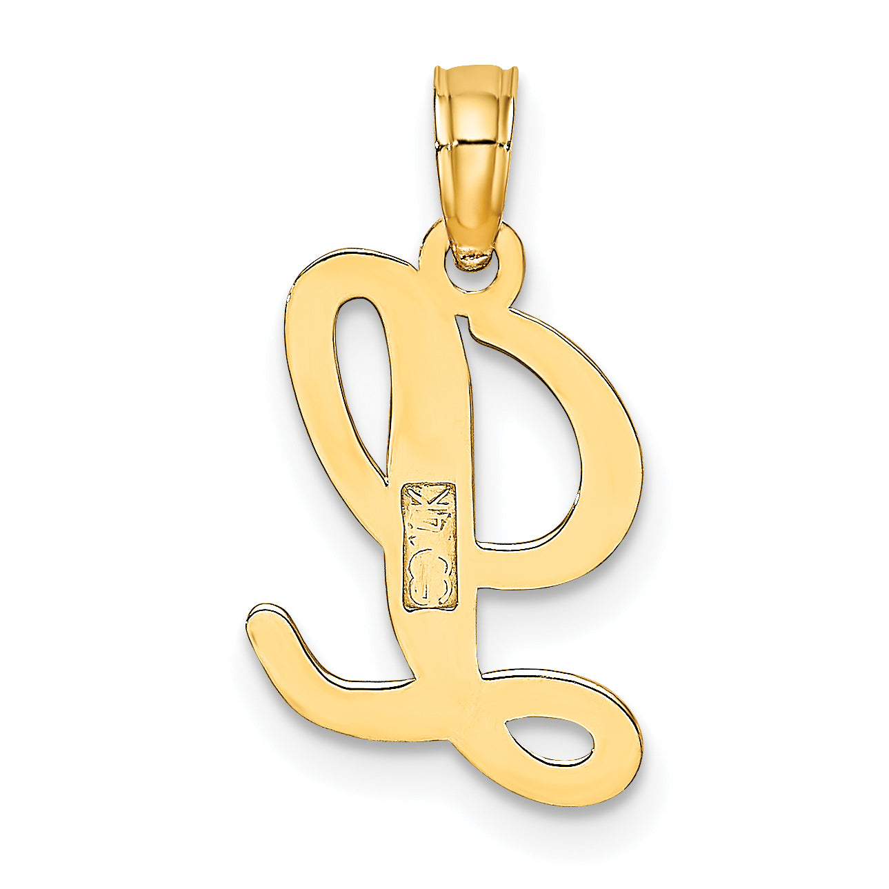 10K Polished L Script Initial Charm