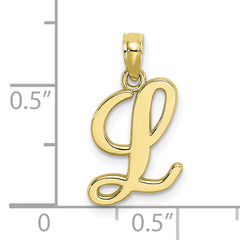 10K Polished L Script Initial Charm