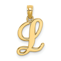 10K Polished L Script Initial Charm