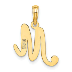 10K Polished M Script Initial Charm