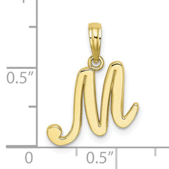 10K Polished M Script Initial Charm