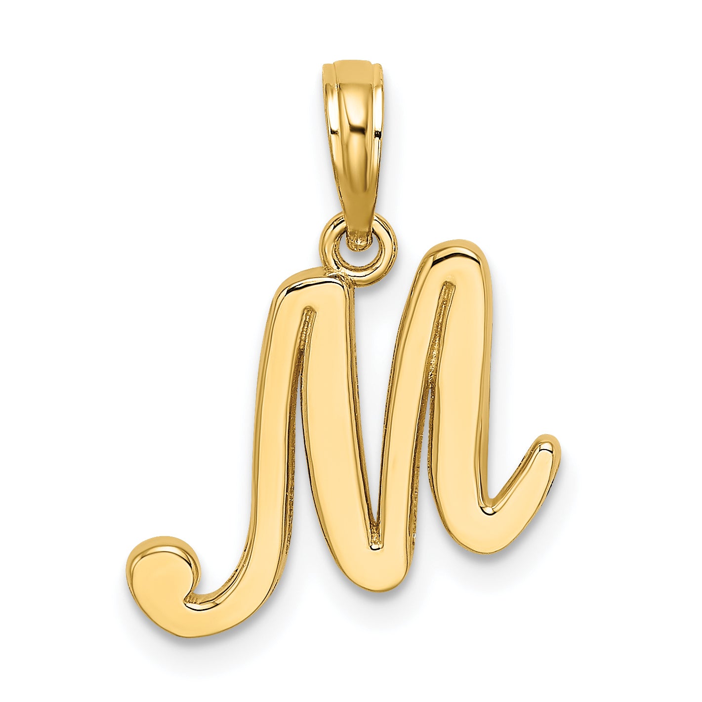 10K Polished M Script Initial Charm