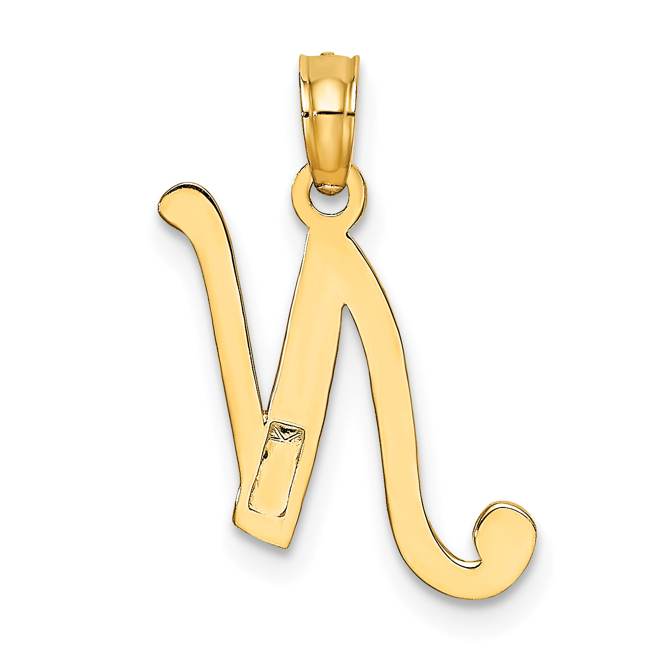 10K Polished N Script Initial Charm