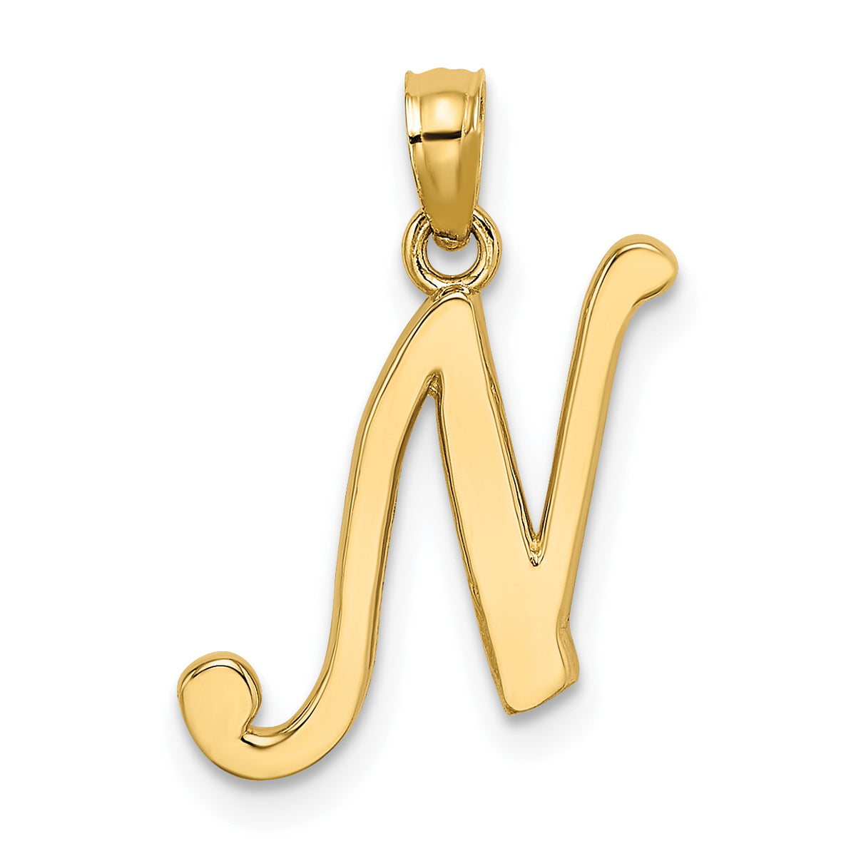 10K Polished N Script Initial Charm