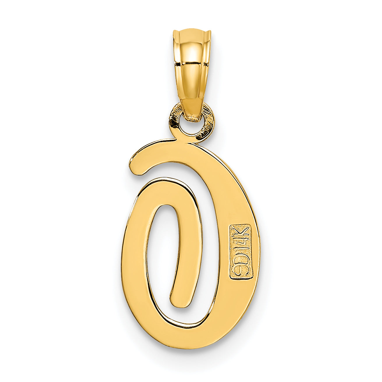 10K Polished O Script Initial Charm