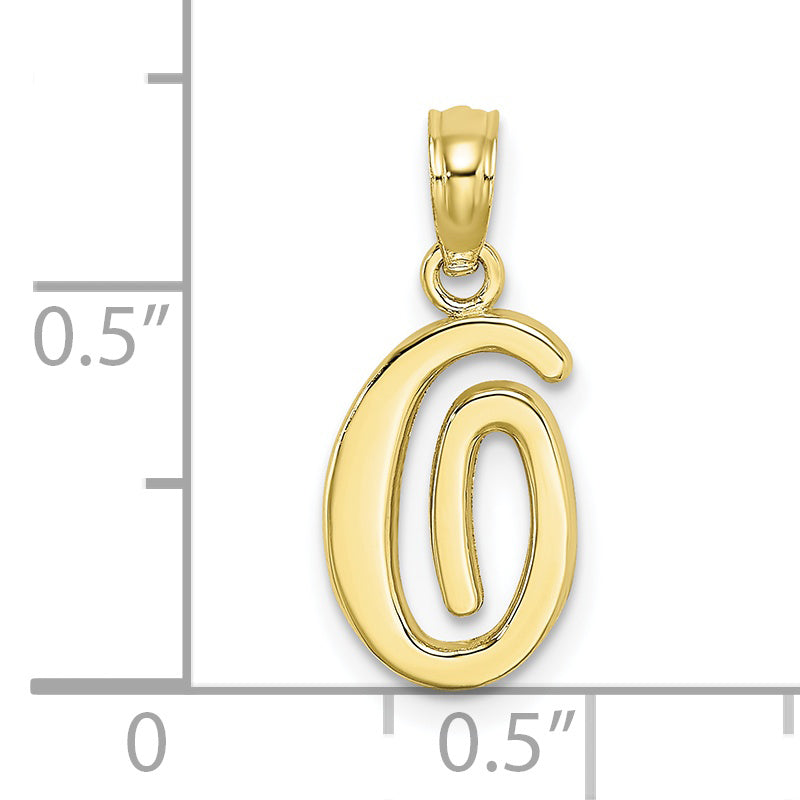 10K Polished O Script Initial Charm