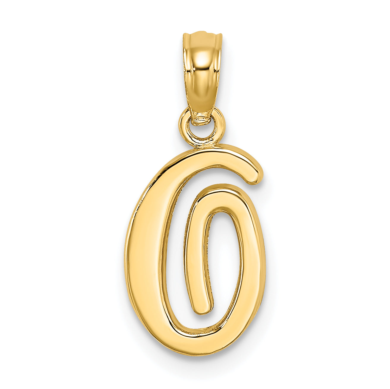 10K Polished O Script Initial Charm