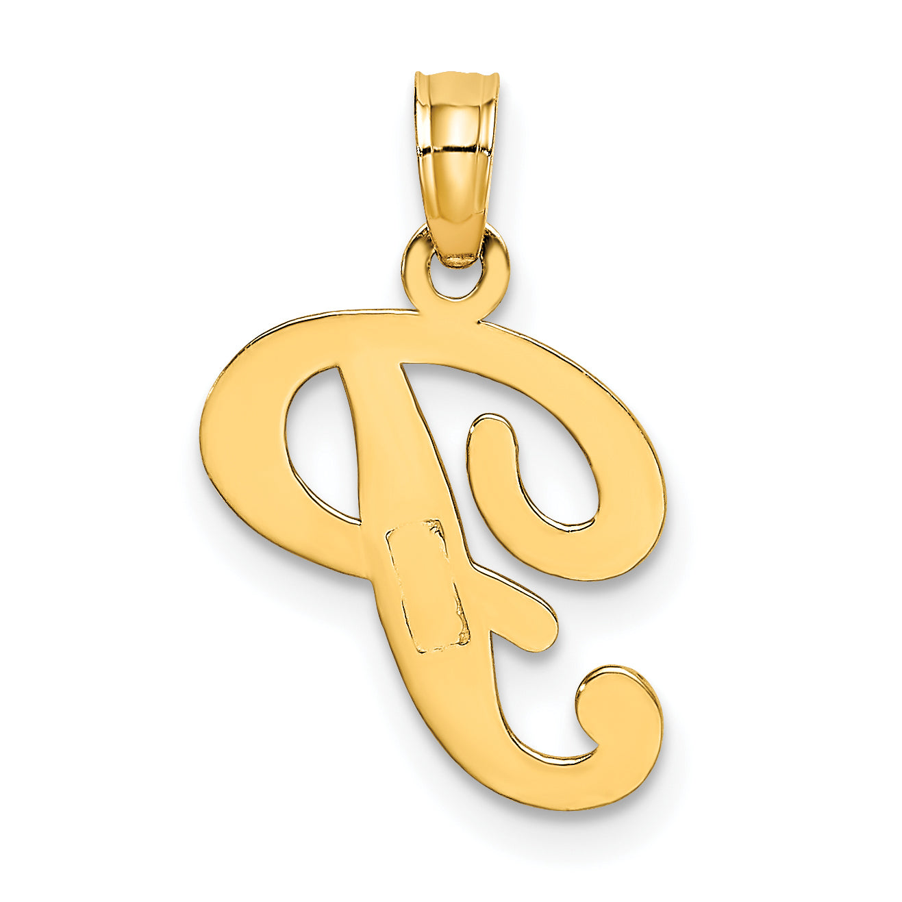 10K Polished P Script Initial Charm