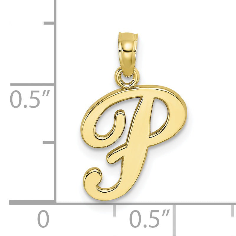 10K Polished P Script Initial Charm