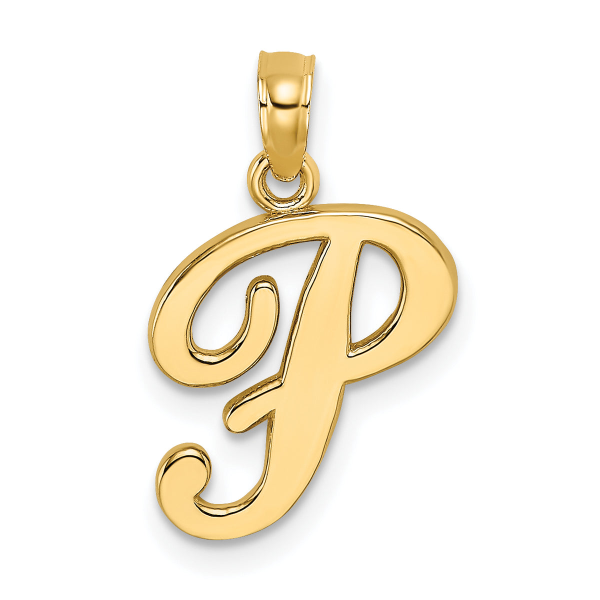 10K Polished P Script Initial Charm