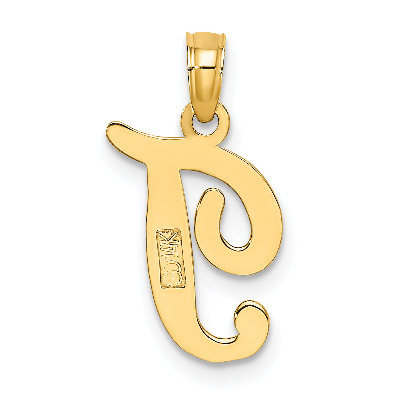 10K Polished T Script Initial Charm