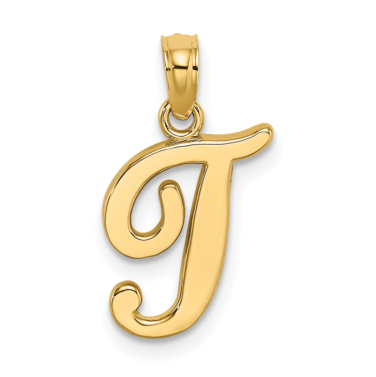 10K Polished T Script Initial Charm