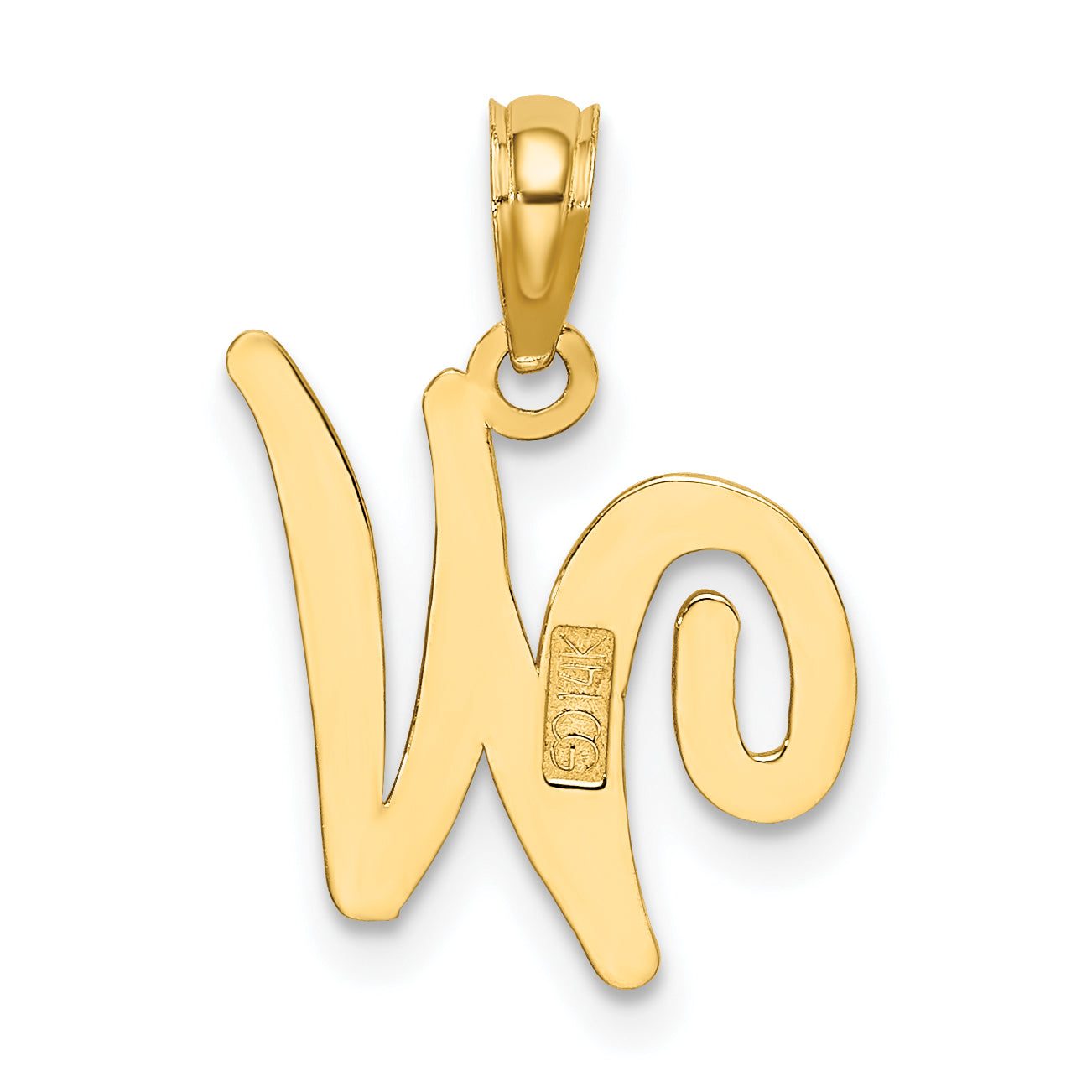 10K Polished W Script Initial Charm