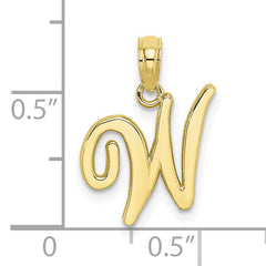 10K Polished W Script Initial Charm