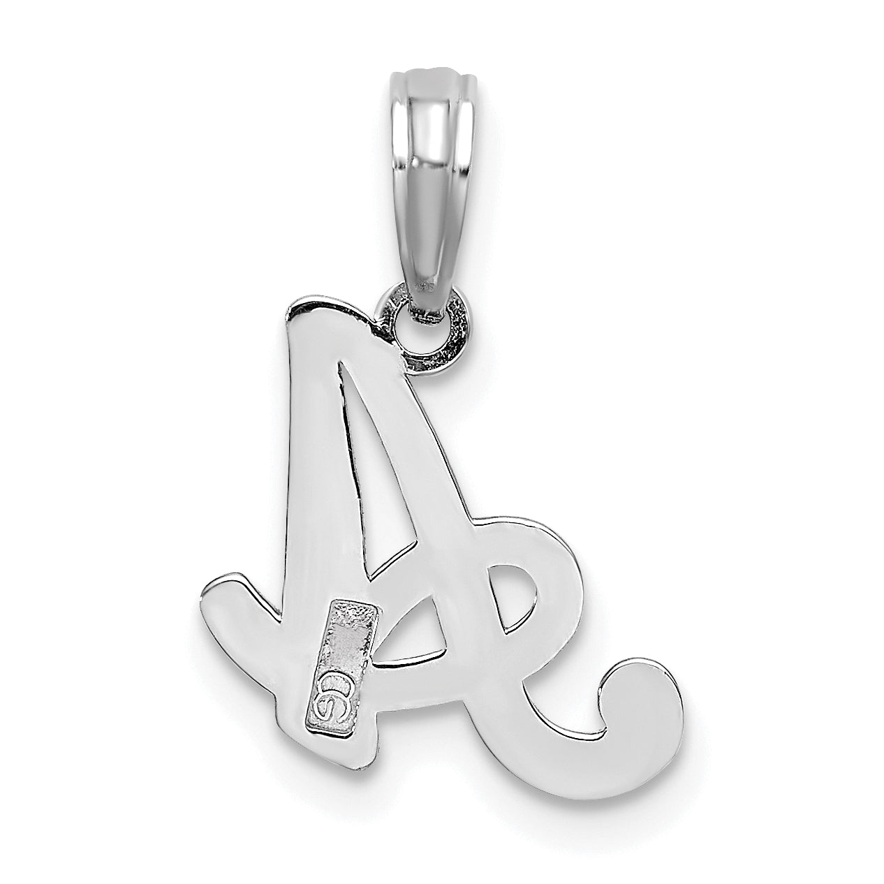 10K White Gold Polished A Script Initial Charm