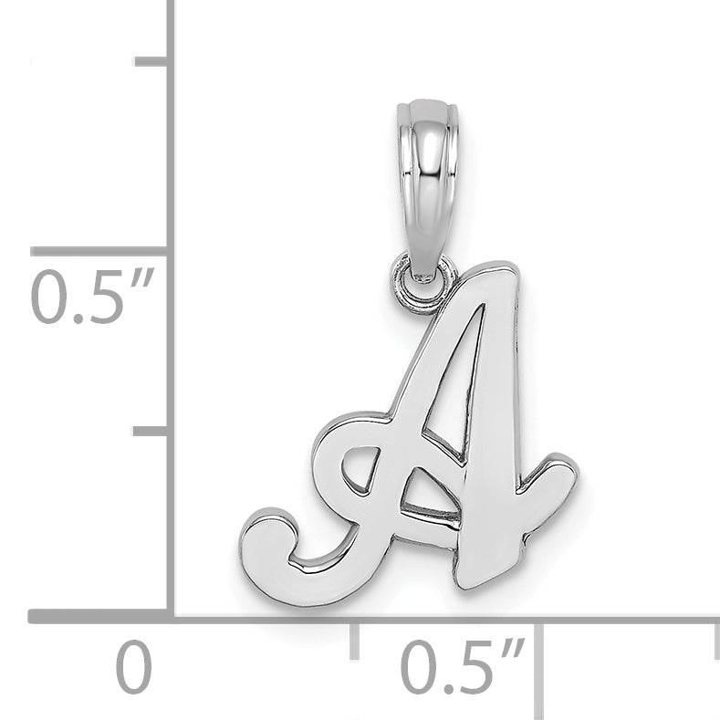 10K White Gold Polished A Script Initial Charm