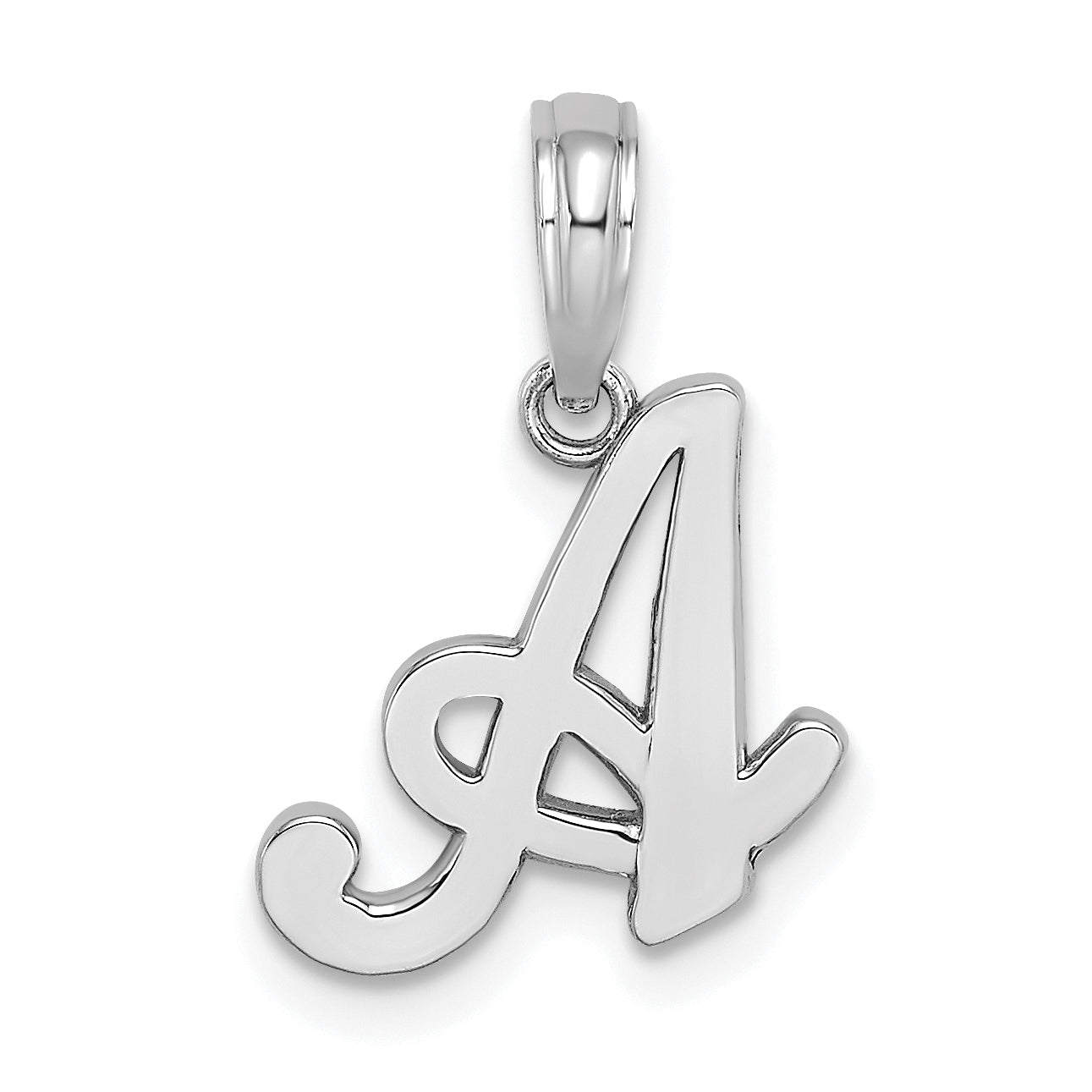 10K White Gold Polished A Script Initial Charm