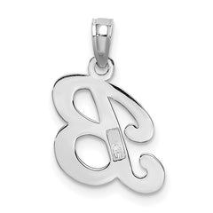 10K White Gold Polished B Script Initial Charm