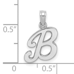 10K White Gold Polished B Script Initial Charm