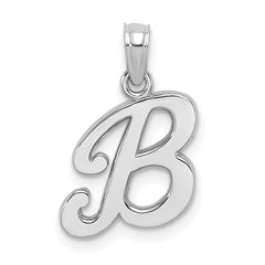 10K White Gold Polished B Script Initial Charm