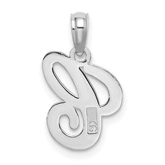 10K White Gold Polished C Script Initial Charm