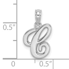 10K White Gold Polished C Script Initial Charm