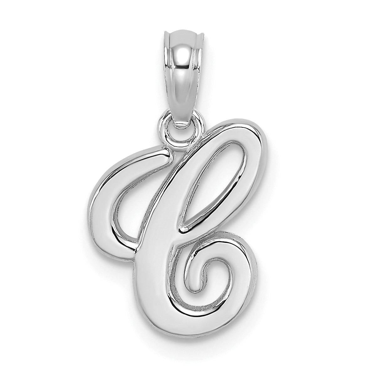 10K White Gold Polished C Script Initial Charm