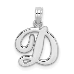 10K White Gold Polished D Script Initial Charm