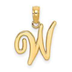 10K Polished W Script Initial Charm