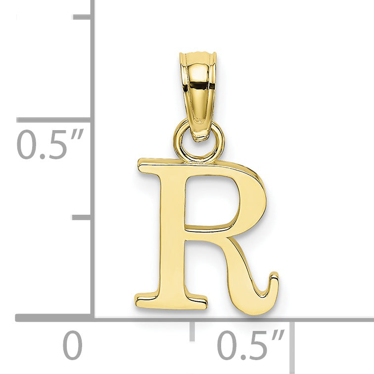 10K Polished R Block Initial Charm