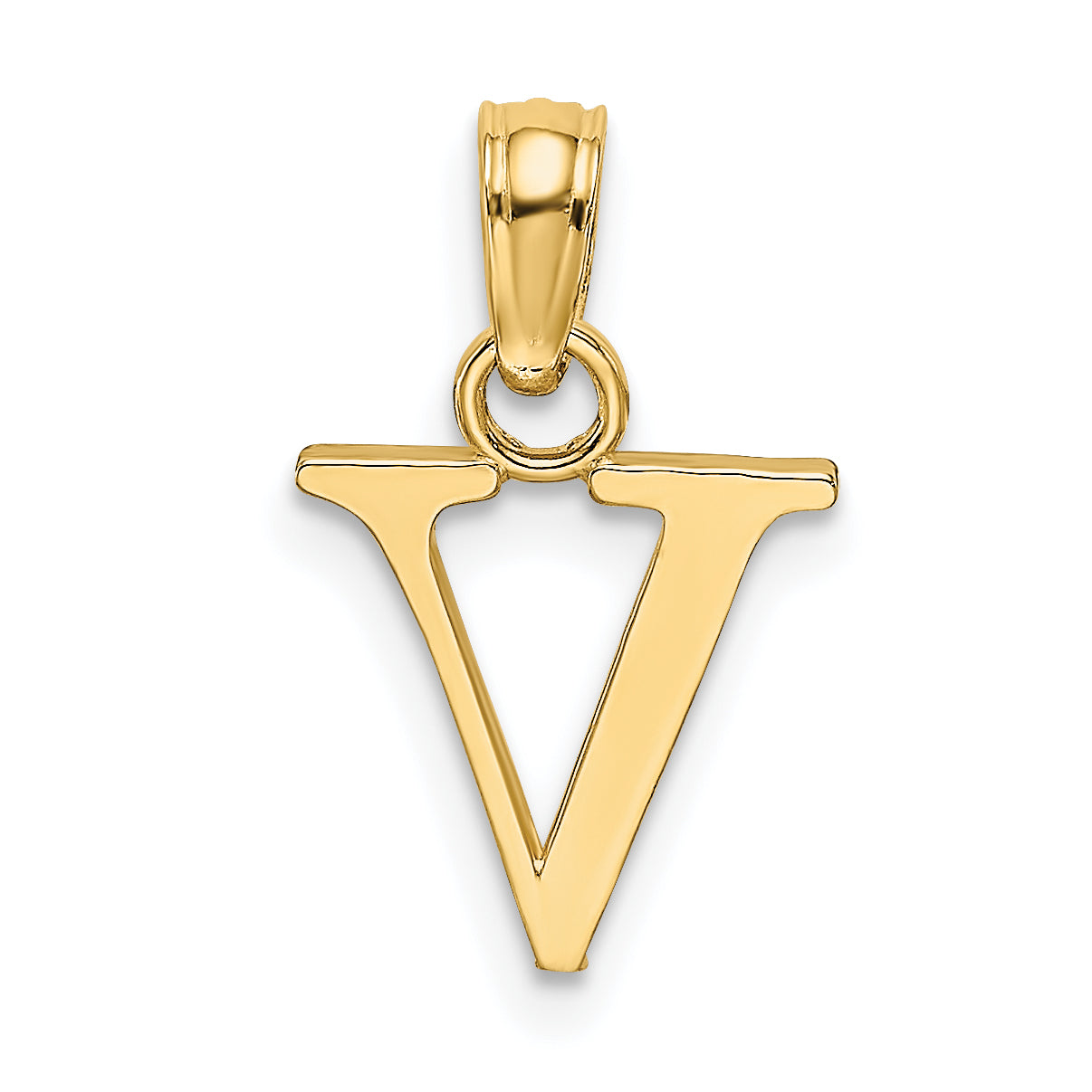 10K Polished V Block Initial Charm