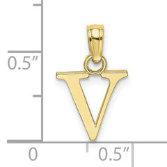 10K Polished V Block Initial Charm