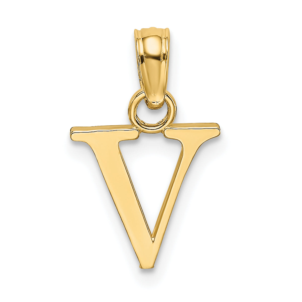 10K Polished V Block Initial Charm