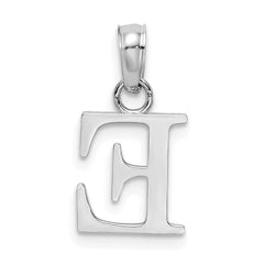 10K White Gold Polished E Block Initial Charm