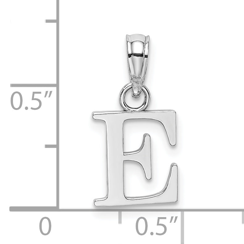 10K White Gold Polished E Block Initial Charm