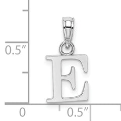 10K White Gold Polished E Block Initial Charm