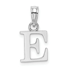 10K White Gold Polished E Block Initial Charm