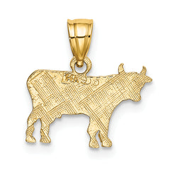 10K Flat and Engraved Cow Charm