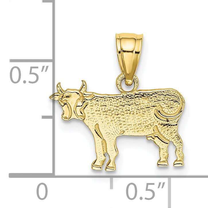 10K Flat and Engraved Cow Charm