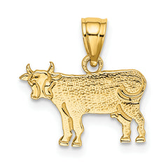 10K Flat and Engraved Cow Charm