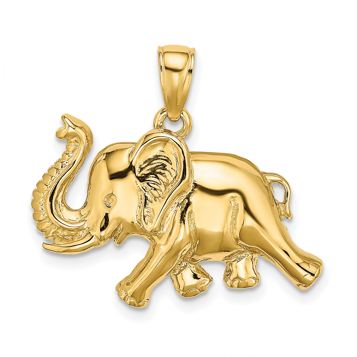 10K 2-D Elephant Running w/ Raised Trunk Charm