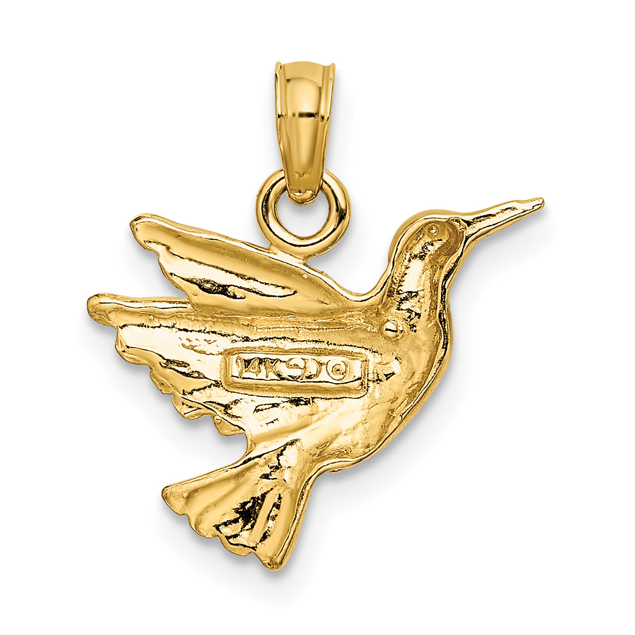 10K Engraved Hummingbird Charm