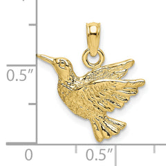 10K Engraved Hummingbird Charm