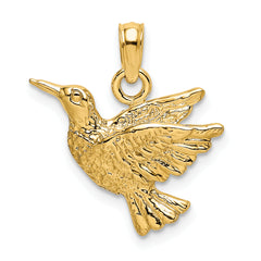 10K Engraved Hummingbird Charm