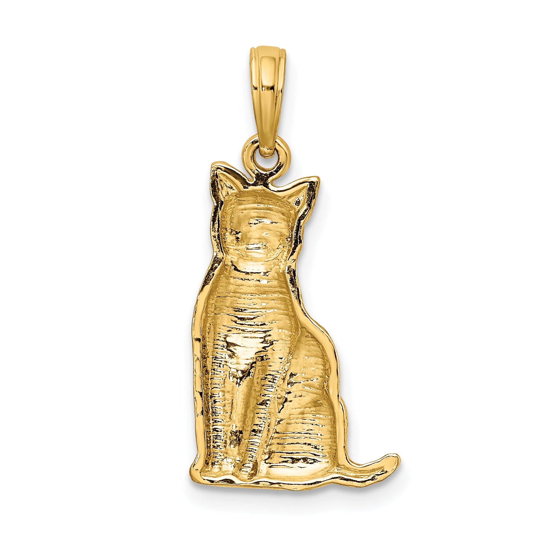 10K Textured Sitting Cat Charm