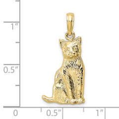 10K Textured Sitting Cat Charm