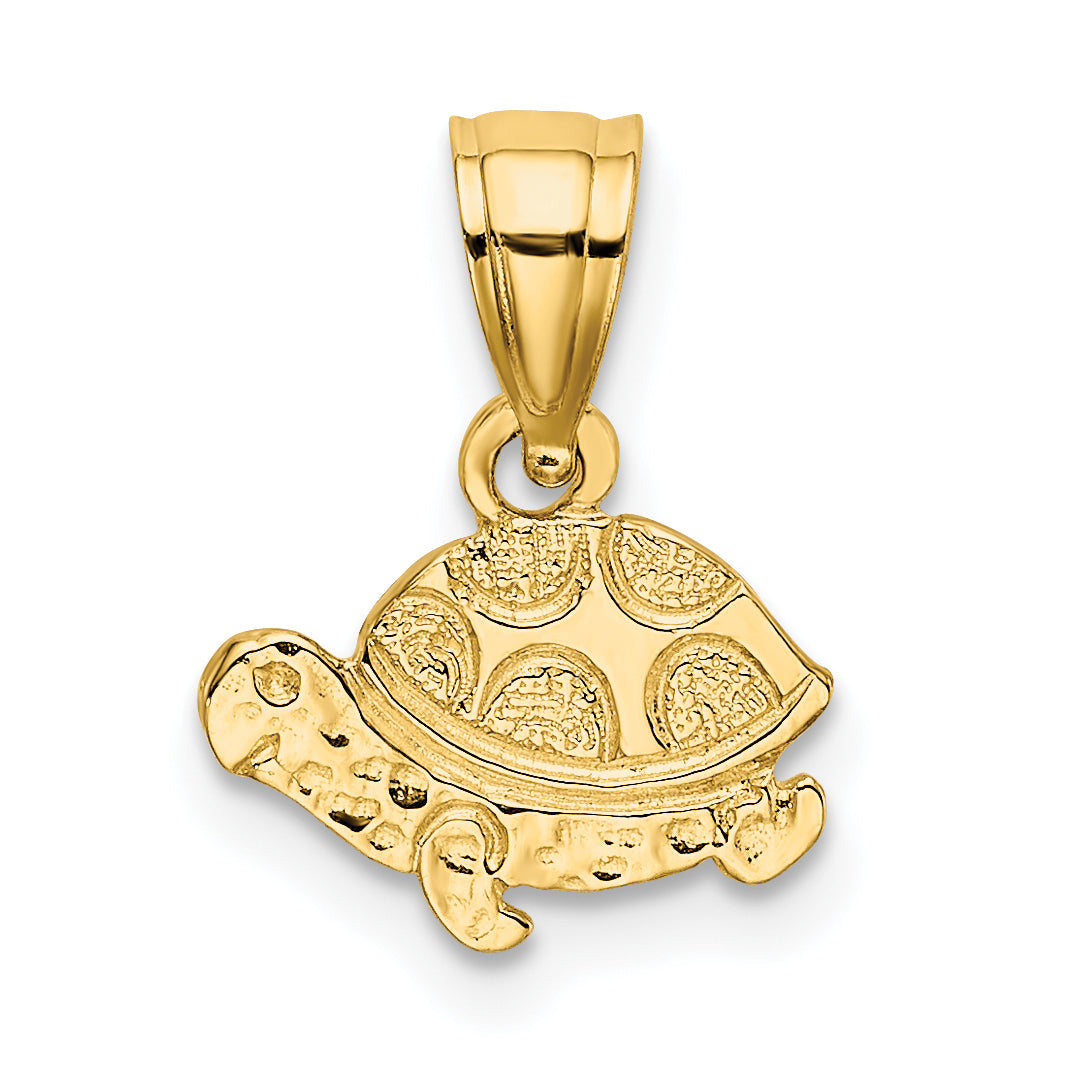 10K Flat and Engraved Mini Turtle Charm