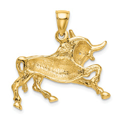 10K Polished Raging Bull with Horns Charm